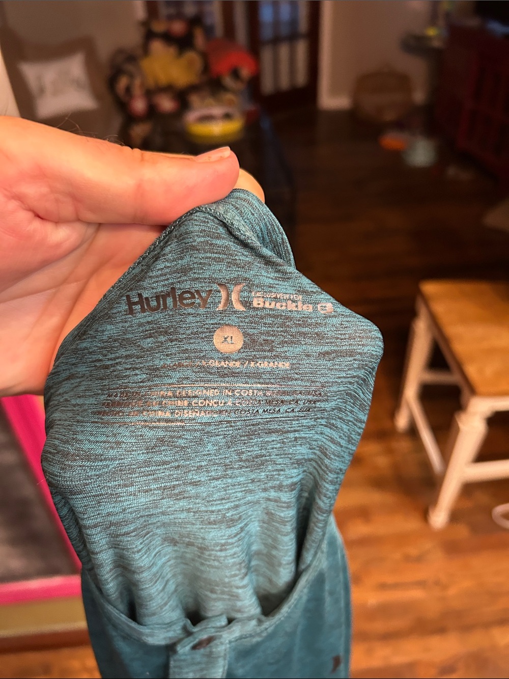Hurley Men's Long Sleeve Henley in Deep Teal - Picture 8 of 9